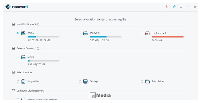 Fitur Pada Wondershare Recoverit