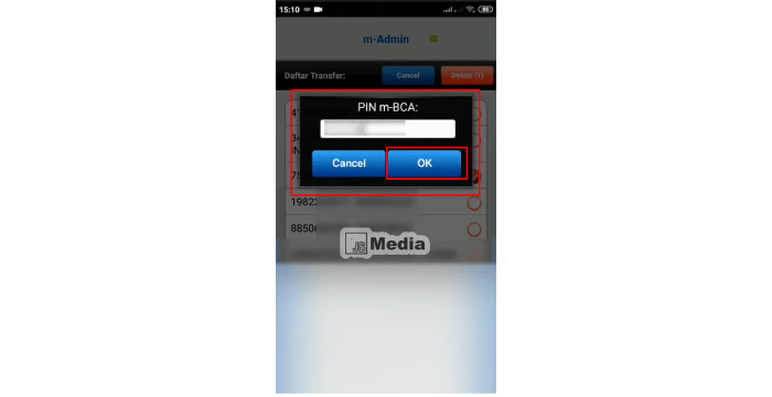 Isi Kembali > Pin m-BCA anda > kemudian Klik > OK