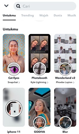 Mencari Filter Di SnapChat