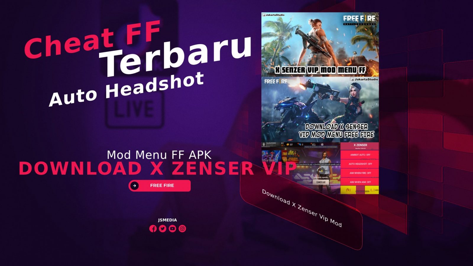 Download X Zenser Vip Mod Menu FF, Cheat Auto Headshot