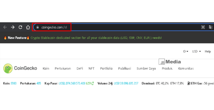 Masuk ke situs web https://www.coingecko.com/