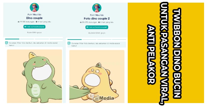 Twibbon Dino Bucin Untuk Pasangan Viral, Anti Pelakor