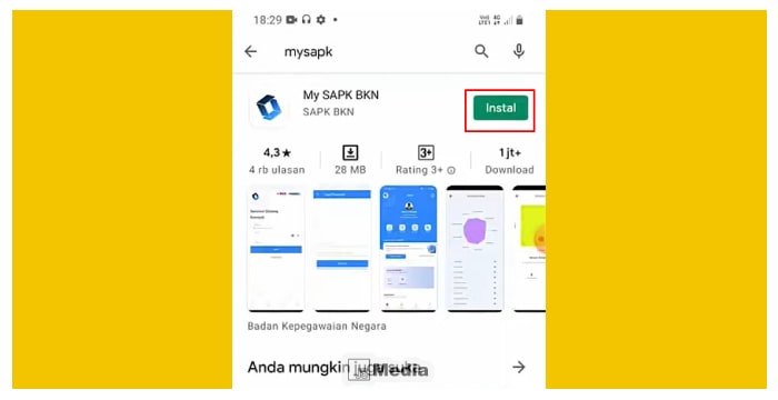 Download Aplikasi My SAPK BKN di Playstore, Lalu "Klik Install"