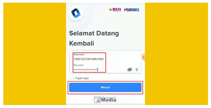 Masukan NIP dan Password Lalu "Klik Masuk"