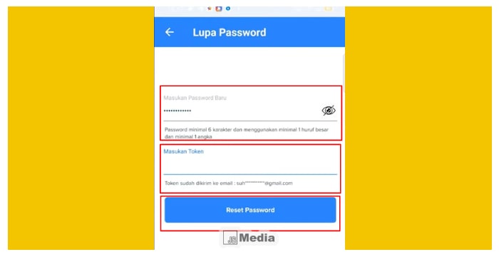 Tekan menu reset password