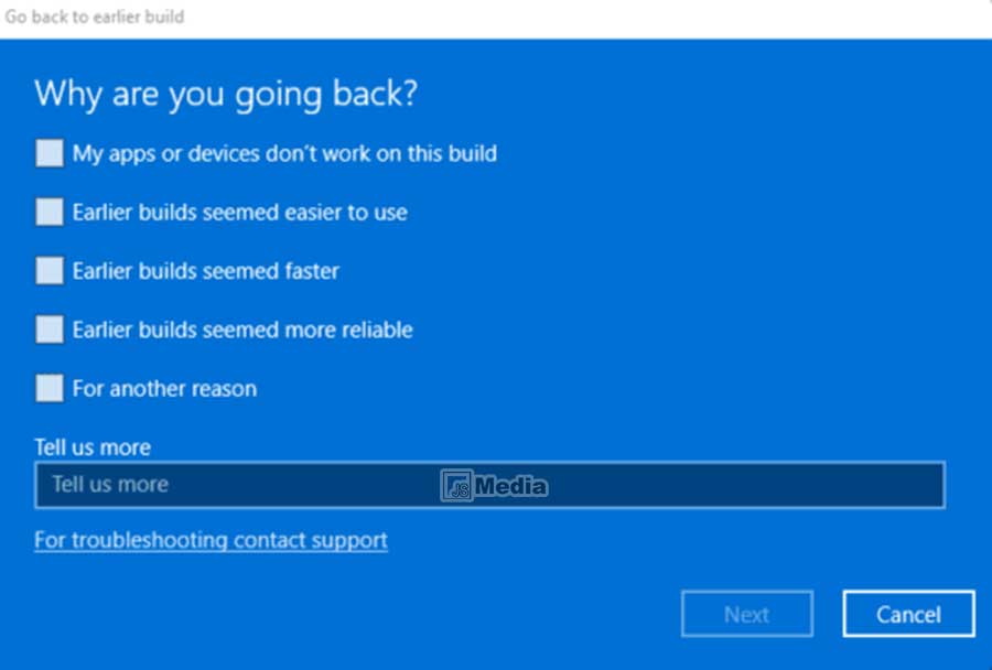 proses rollback ke win 10