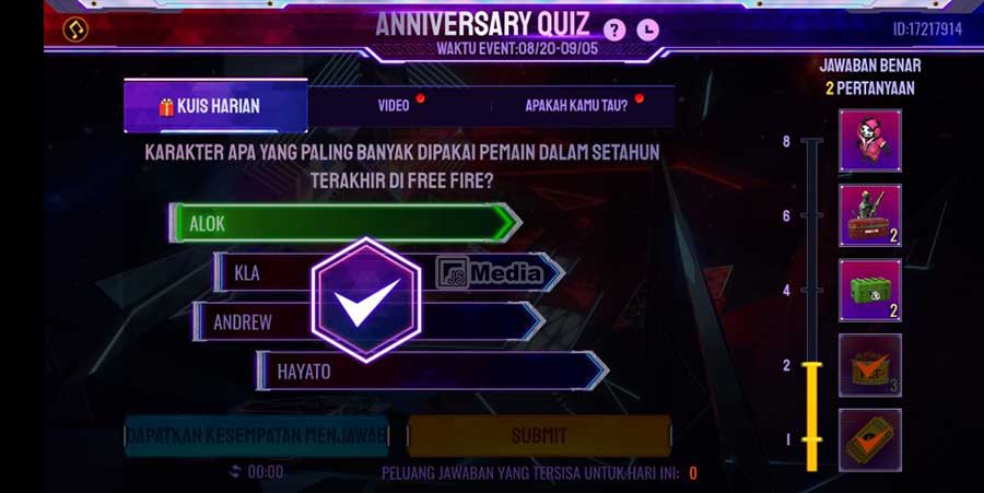 Jawaban Event Kuis Ulang Tahun Free Fire