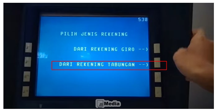 pilih jenis rekening. Anda bisa pilih "Dari Rekening Tabungan". Konfirmasi