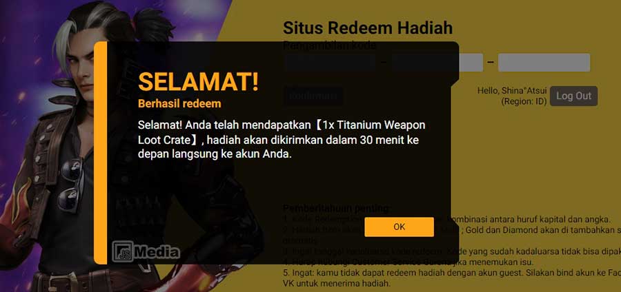 Kode Redeem Titanium Loot Crate