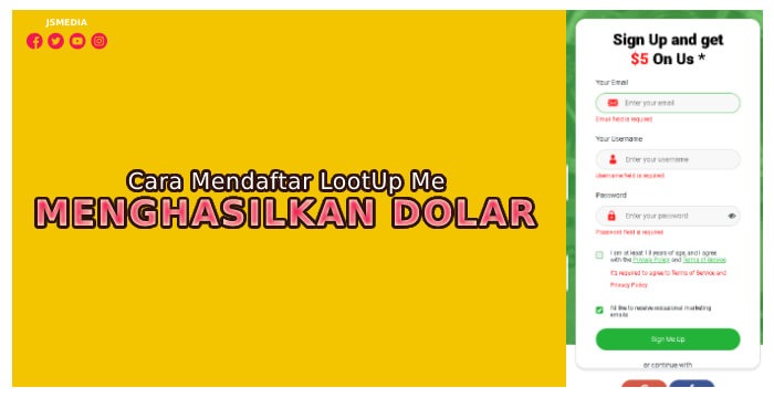 Cara Mendaftar LootUp Me Untuk Menghasilkan Dolar