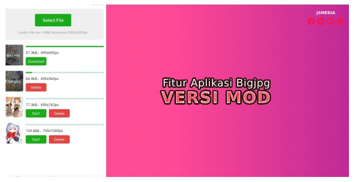 Fitur Aplikasi Bigjpg Versi Mod