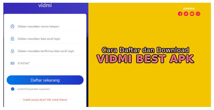 Cara Daftar dan Download Aplikasi Vidmi