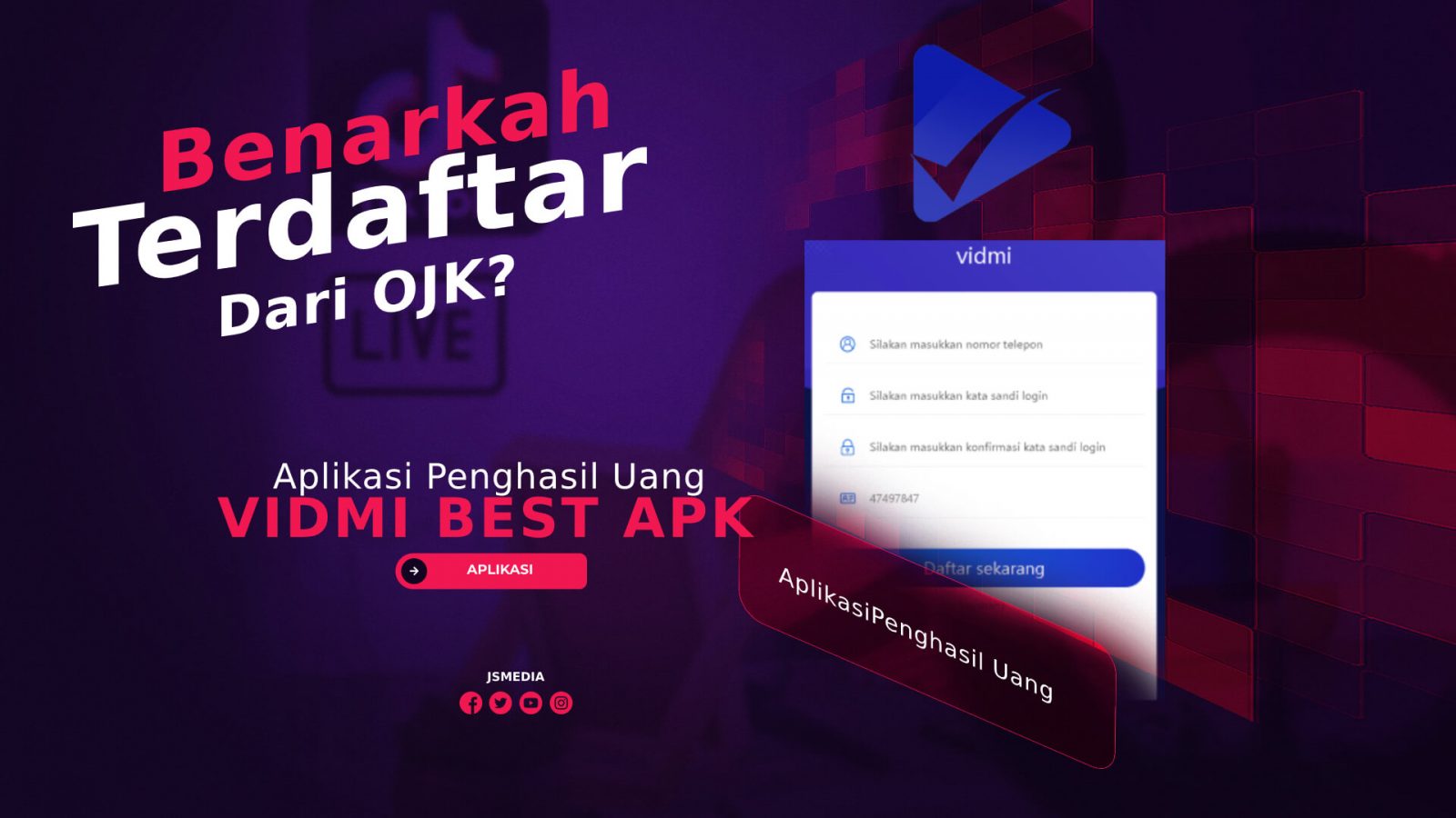 Vidmi Best Apk Penghasil Uang, Terdaftar OJK?