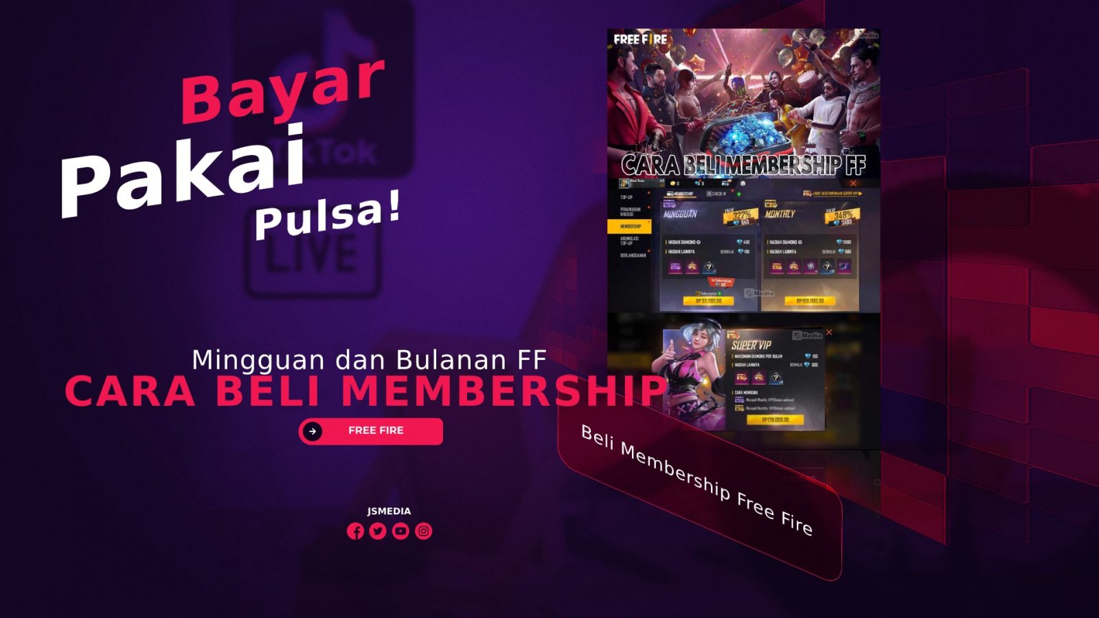 Cara Beli Membership Mingguan dan Bulanan FF Bayar Pakai Pulsa!