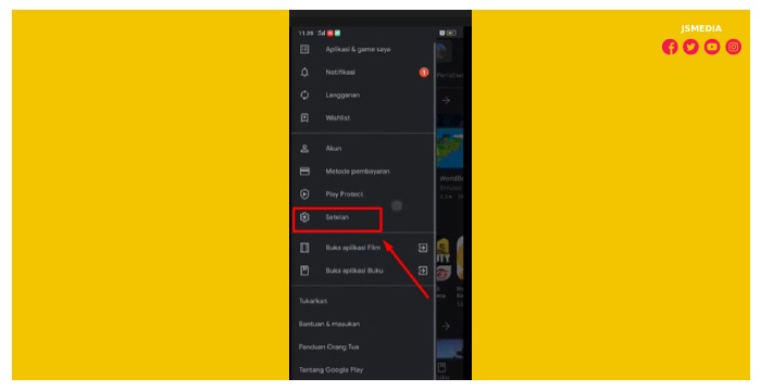 Pilihlah menu Setelan