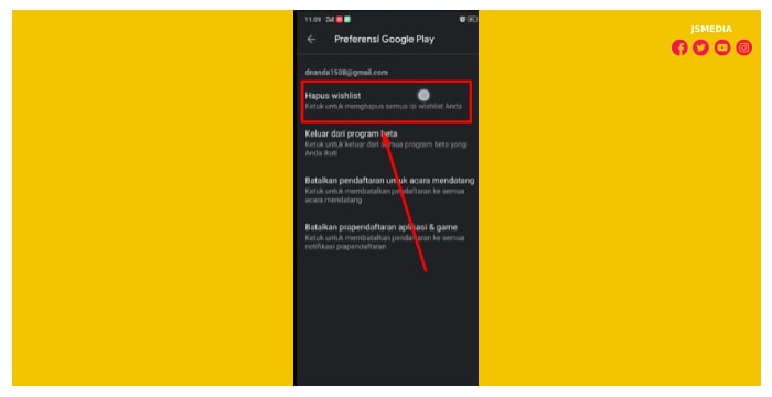Kemudian Klik Menu Hapus Wishlist