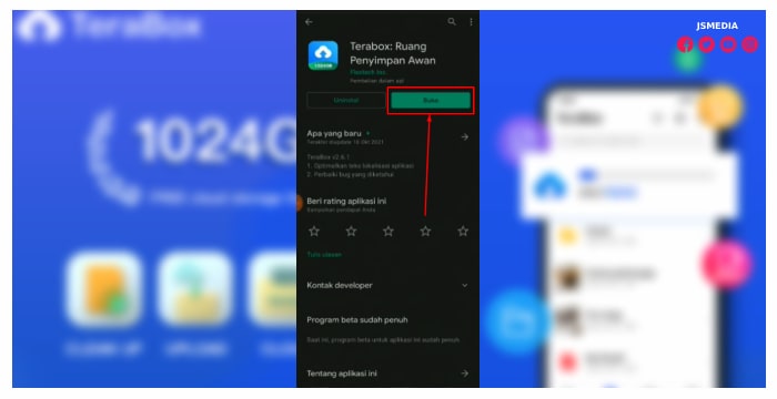 membuka aplikasi Terabox