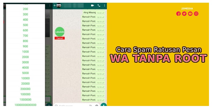 Cara Spam Ratusan Pesan WA Tanpa Root