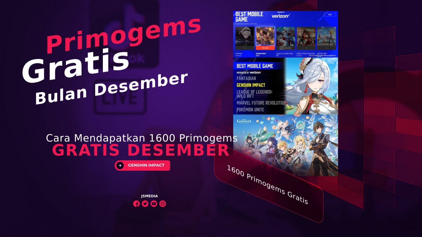 Cara Mendapatkan 1600 Primogems Gratis Desember 2021