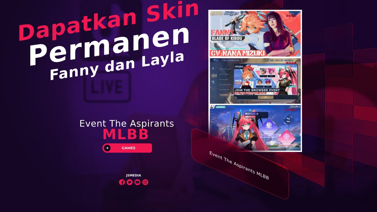 Event The Aspirants MLBB, Dapatkan Skin Permanen Gratis Fanny dan Layla
