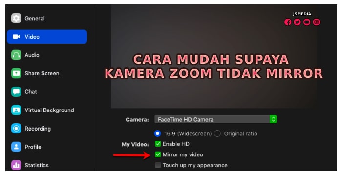 Cara agar kamera zoom tidak mirror di orang lain