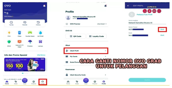 Ganti Nomor OVO Grab