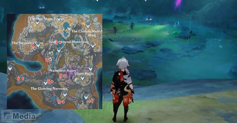 Lokasi Semua Orb of the Blue Depths The Chasm Genshin Impact