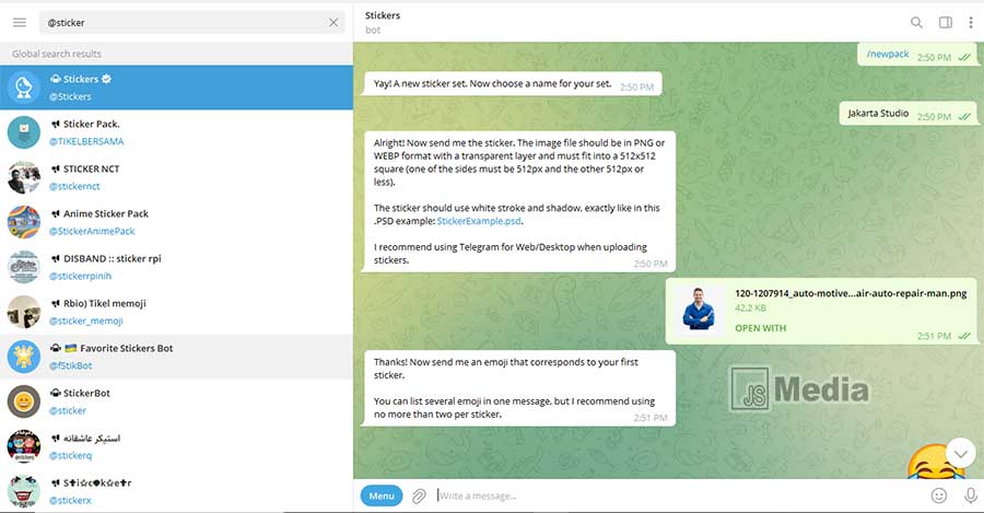 Cara Membuat Stiker Telegram