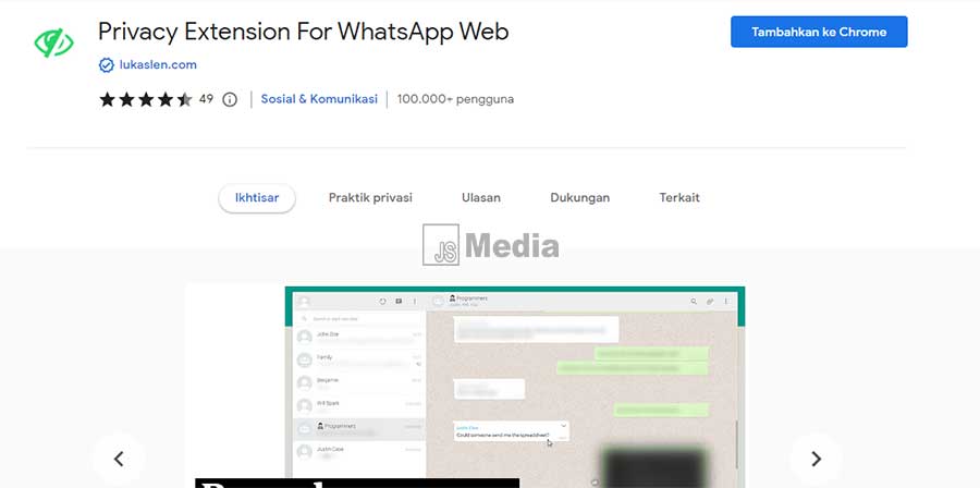 Privacy Extension For Whatsapp Web 