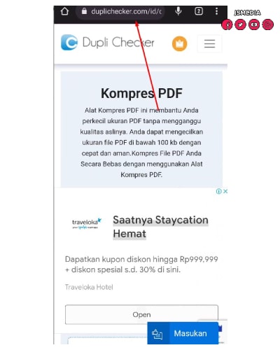 Masuk ke situs Kompres PDF Dupli Checker