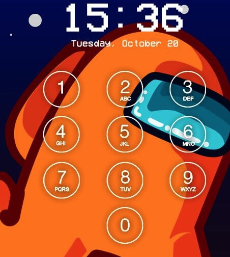 Menggunakan Lockscreen Among Us 
