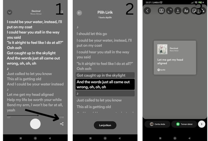 Share Lagu dari Spotify ke Instastory