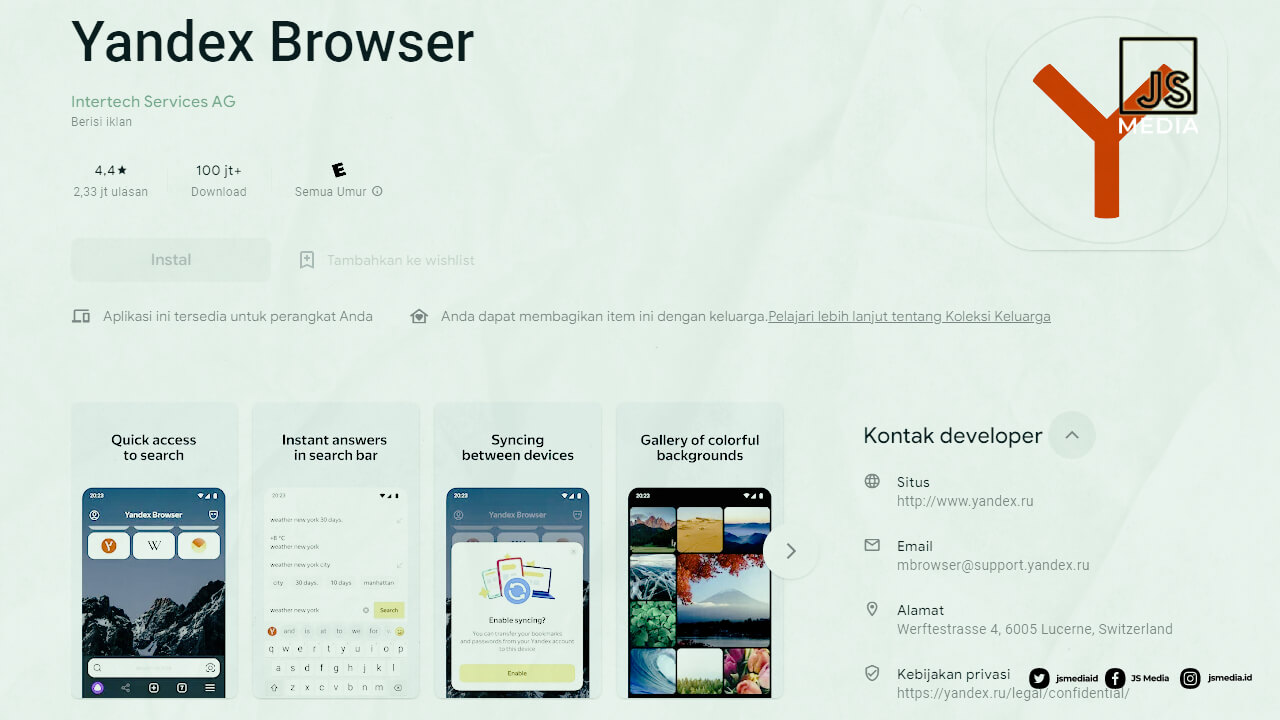 Yandex Browser Peramban Untuk Akses Internet Tanpa Batas
