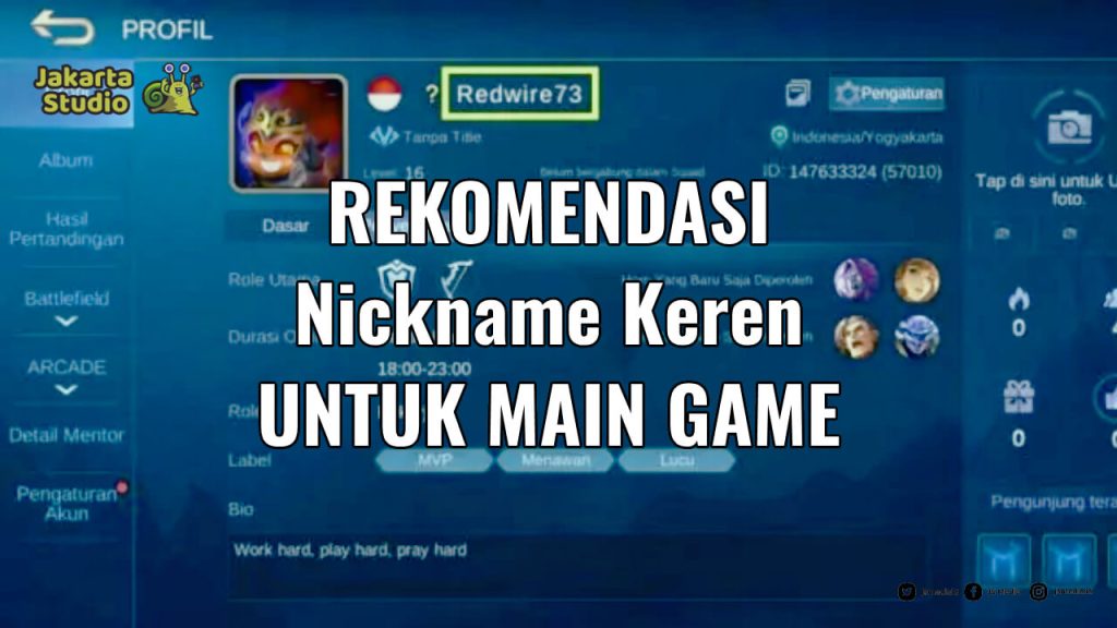 Rekomendasi Nickname Keren