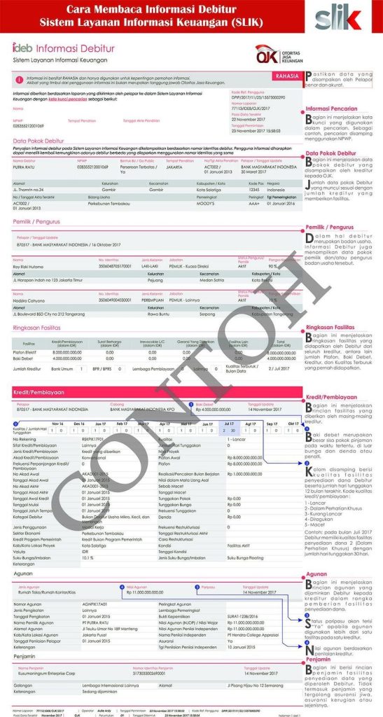 Contoh Laporan SLIK OJK