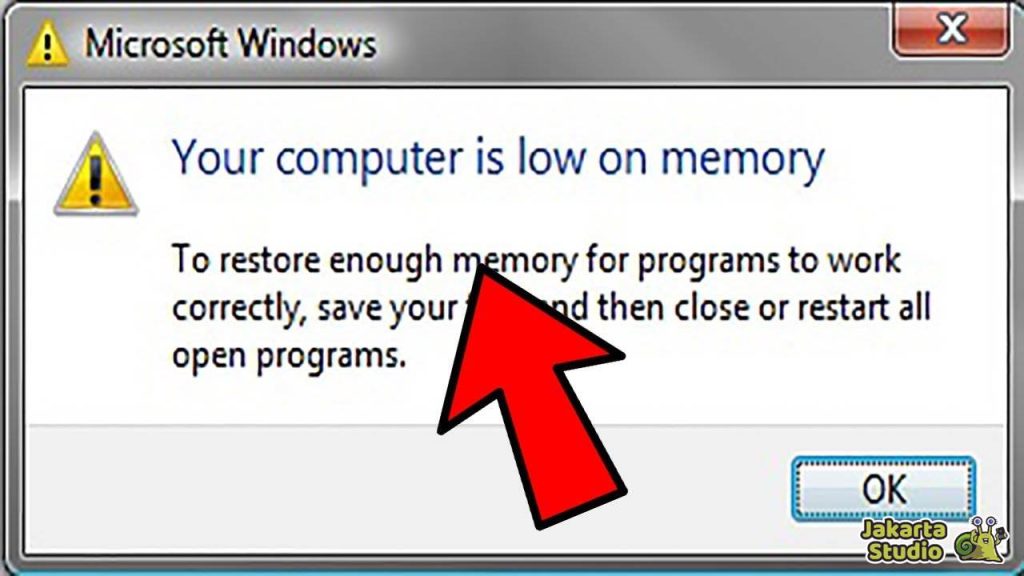 Solusi Your Computer is Low on Memory 