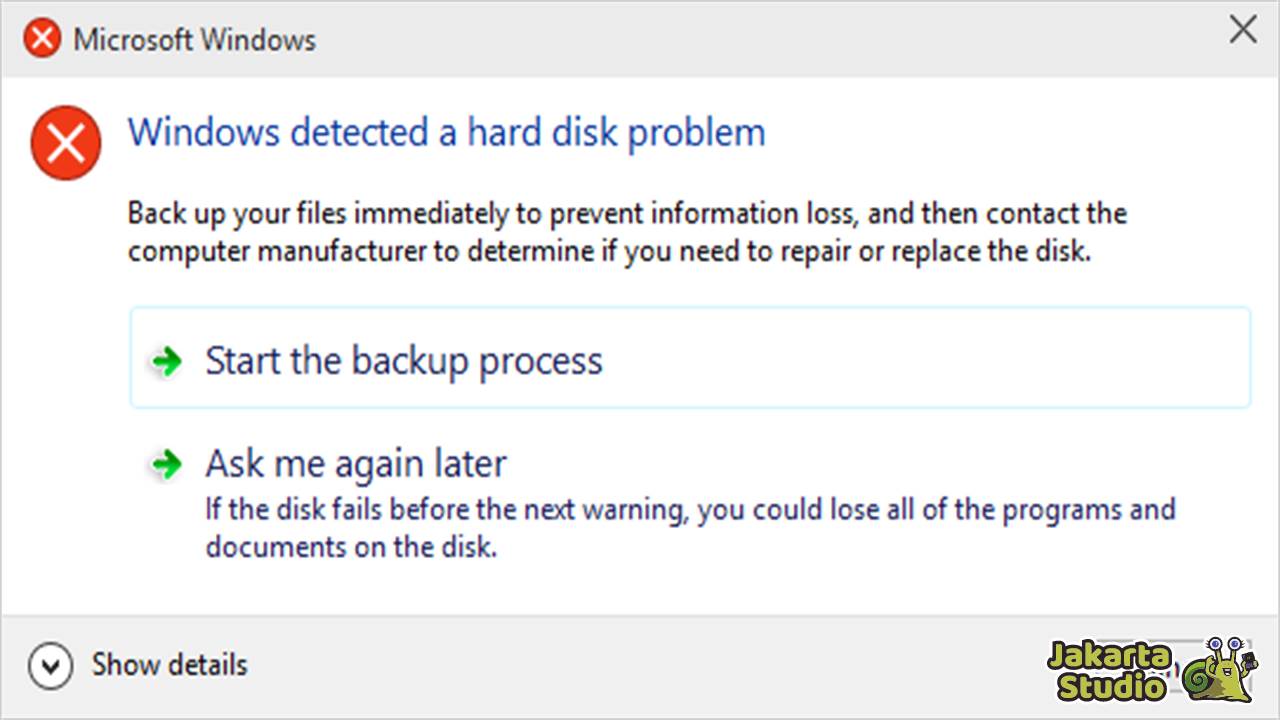 Solusi Windows Detected a Hard Disk Problem