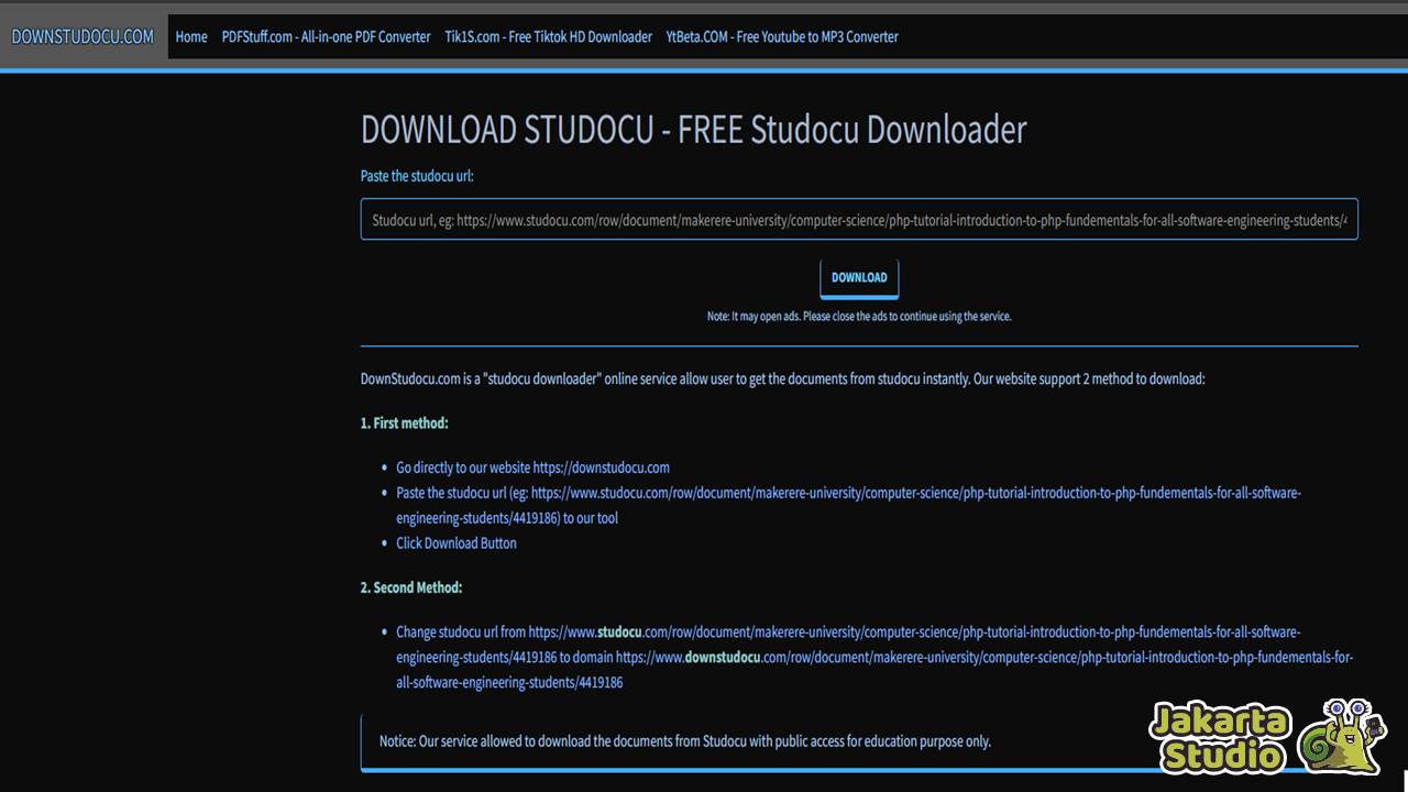 Cara Download dari Situs Studocu Gratis