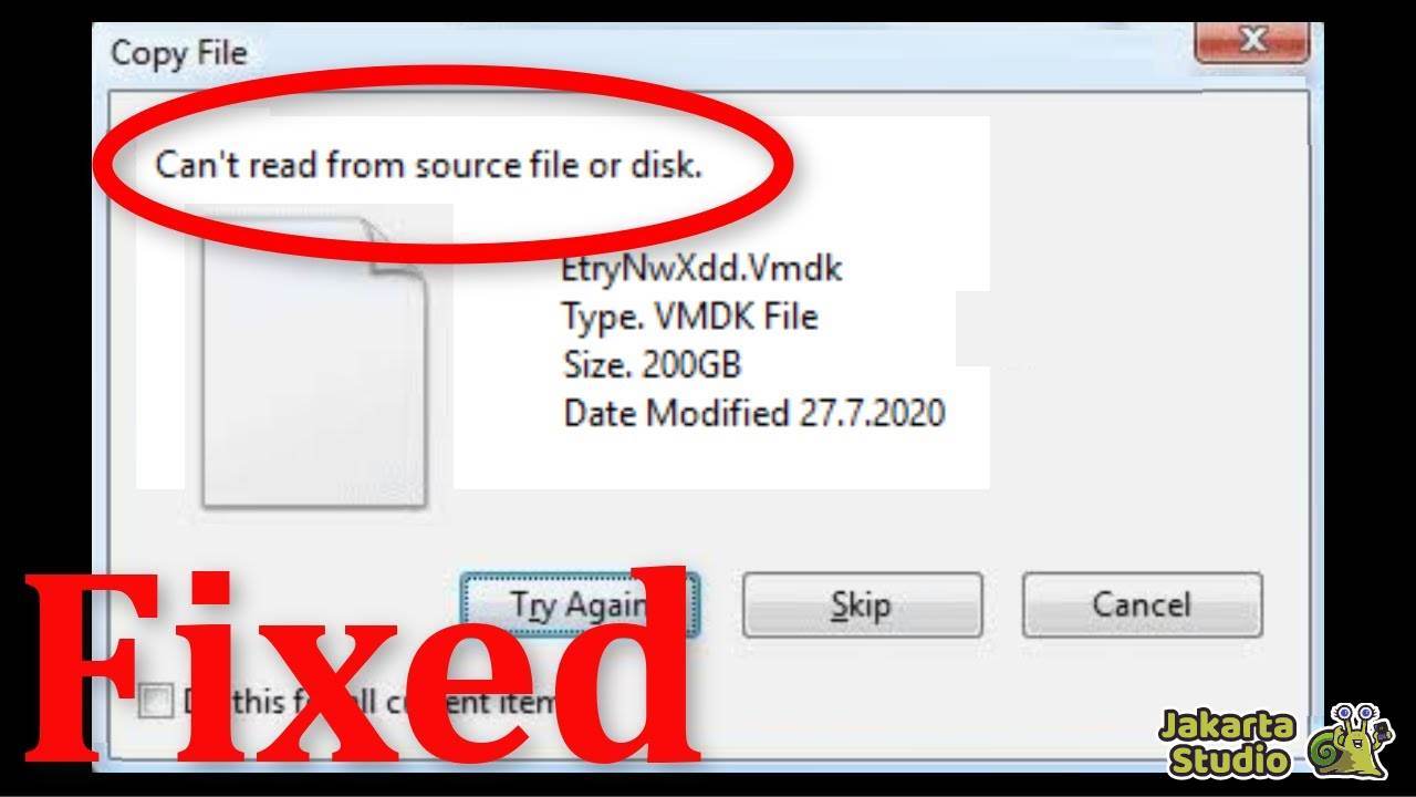 Solusi Cant Read From the Source File or Disk