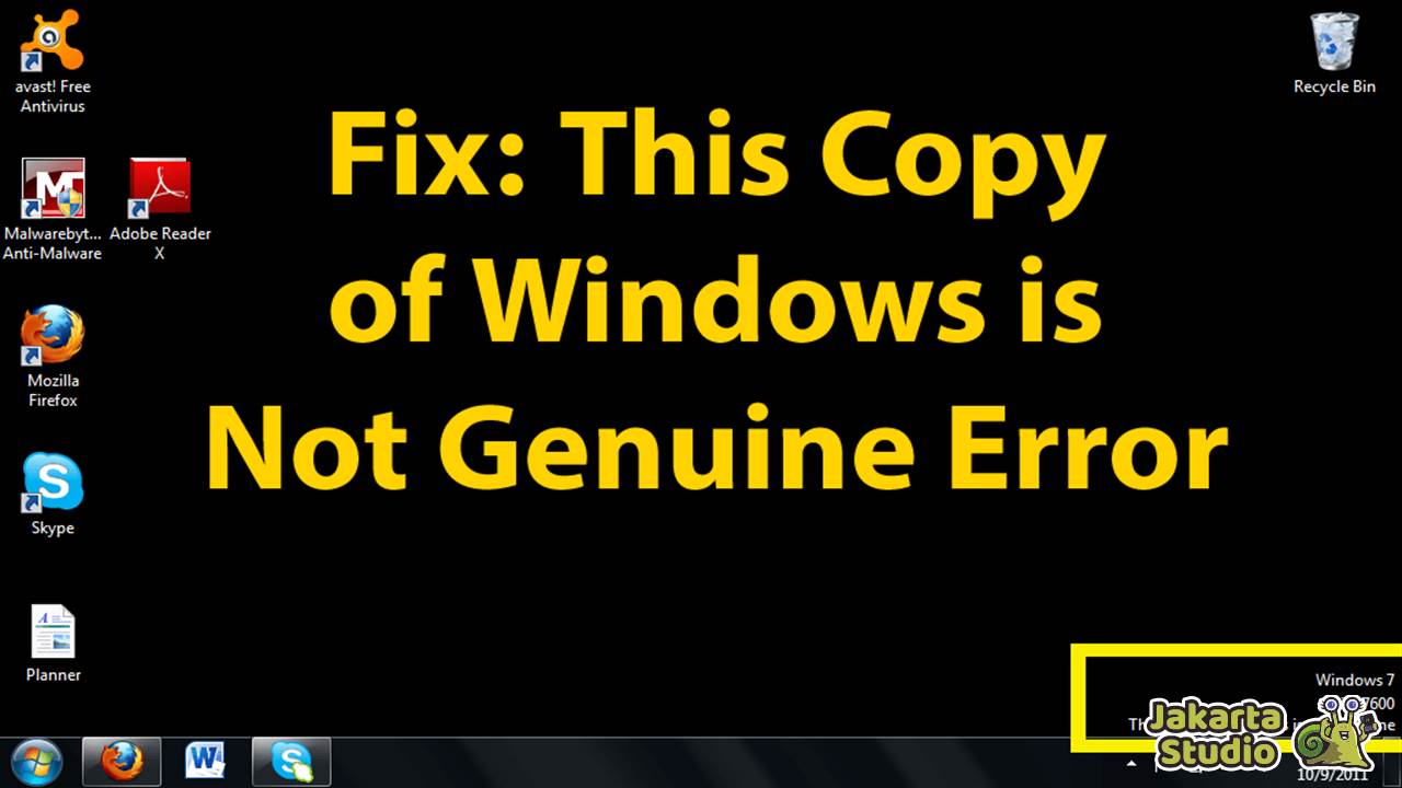 Solusi Windows 7 Not Genuine