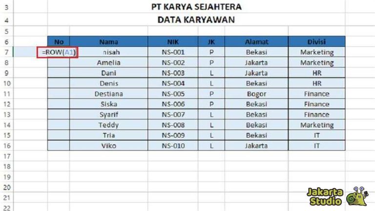 Cara Membuat Nomor Urut Otomatis di Microsoft Excel