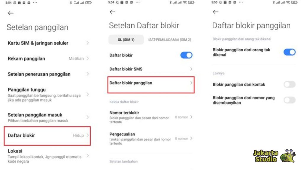 Memblokir Nomor tak dikenal lewat Pengaturan