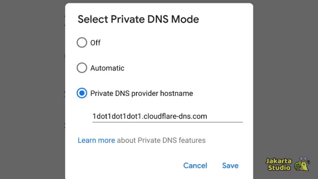 Aktifkan Private DNS untuk Memblokir Iklan