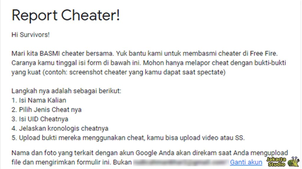 Cara Lapor Cheat Free Fire