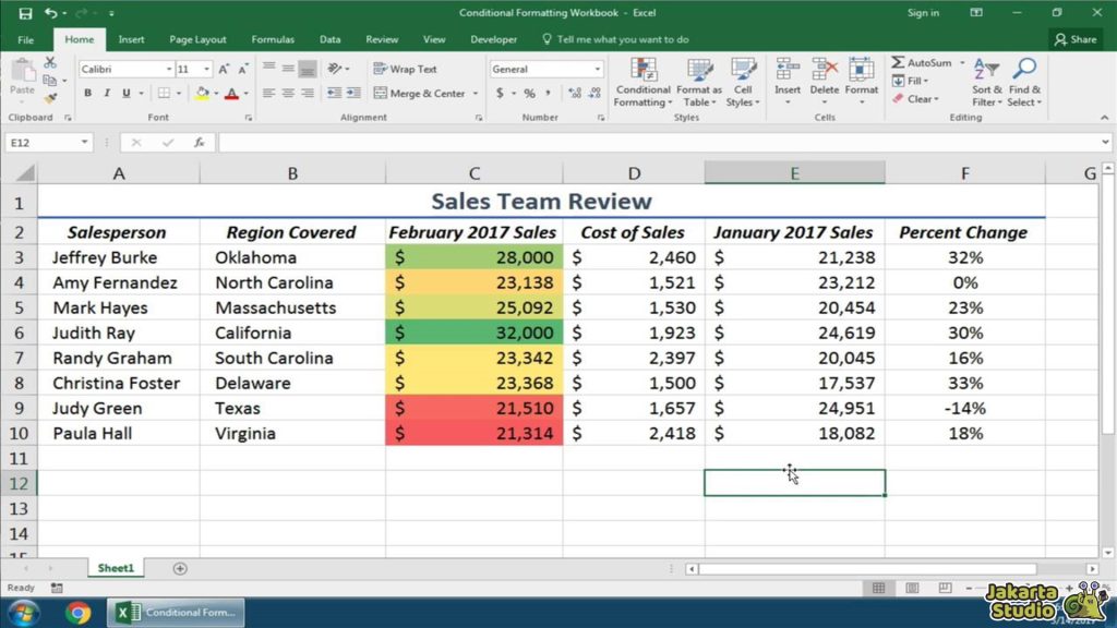 Cara Memberi Warna Kolom Excel