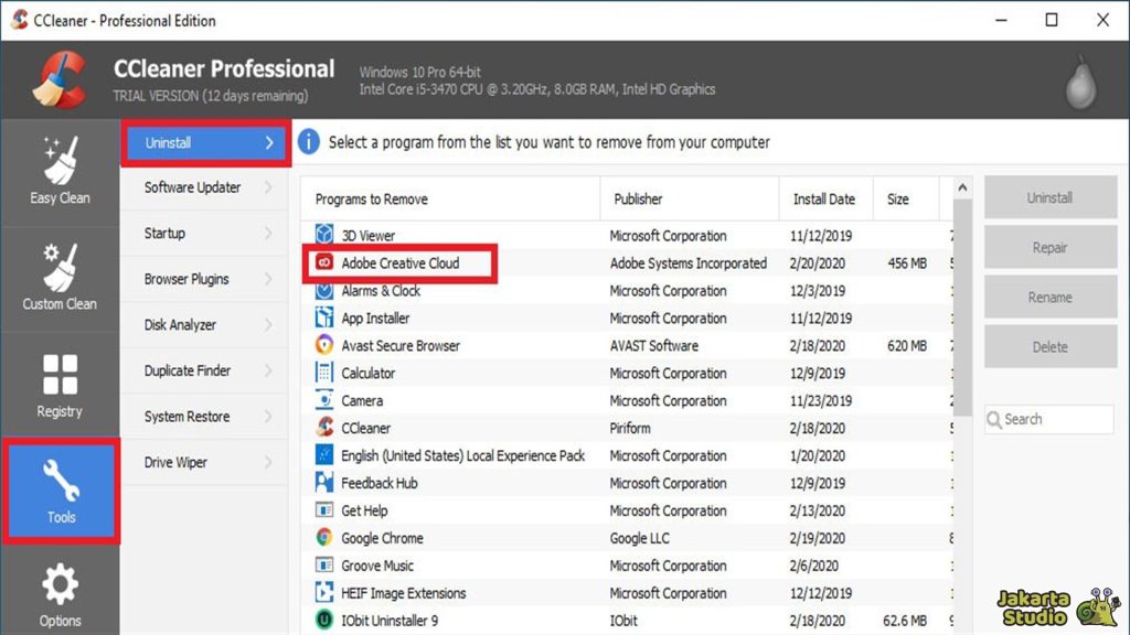 Uninstall Adobe Creative Cloud