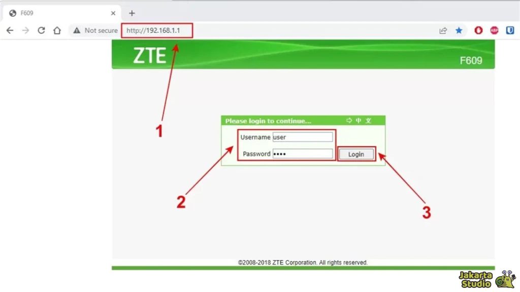 Password Router ZTE F609