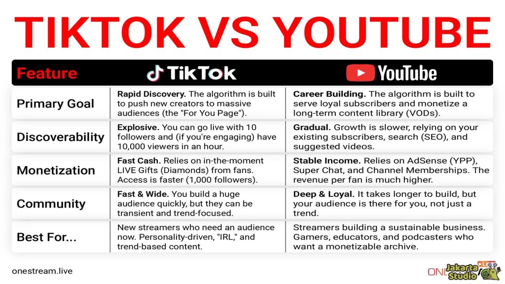 Perbedaan Monetisasi Youtube dan TikTok