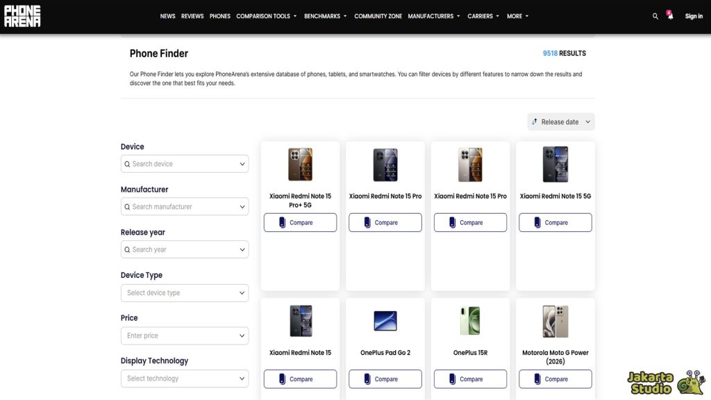 Situs Cek Spesifikasi HP