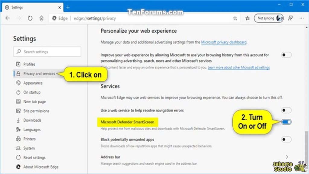 Nonaktifkan SmartScreen Windows